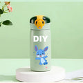 DIY 460ml Portable Kids Thermos Mug With Straw Stainless Steels Cartoon Vacuum Flasks Cute Thermal Water Bottle Customize logo