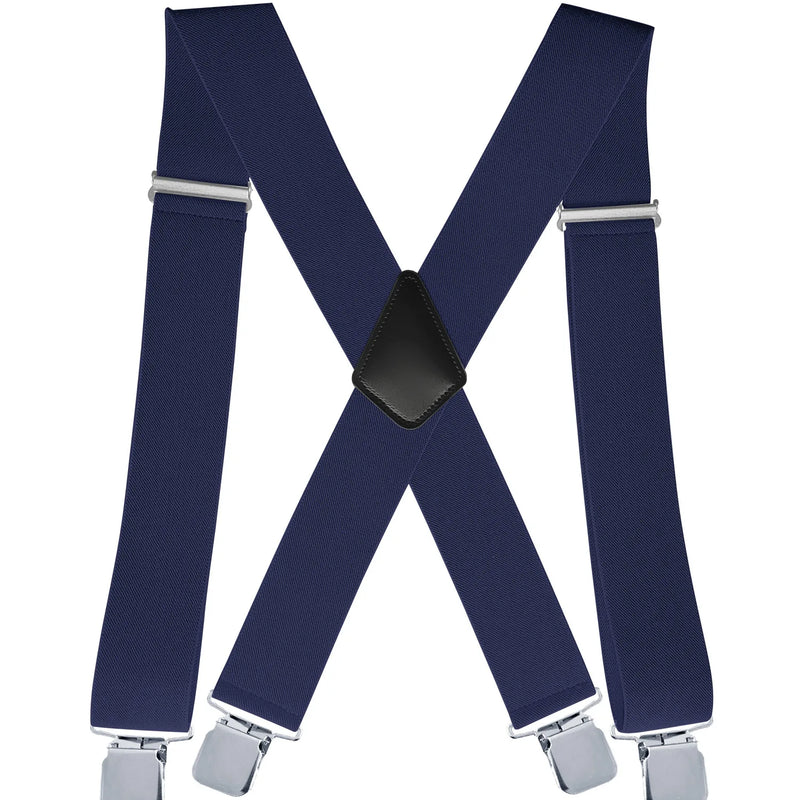 Men's Suspender Trousers Braces with Strong 2 inch Wide 4 Clips Heavy Duty for High Elastic X Style - Visuel 17 | SAMAG