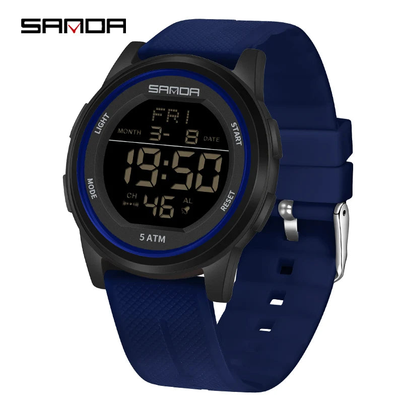 SANDA 6182 Multifunction Waterproof LED Digital Mens Wristwatches Sport Electronic Watch for Alarm Clock - Visuel 8 | SAMAG