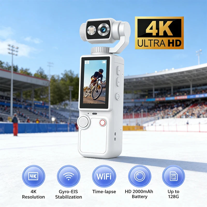 New Pocket3 Pro 4K Sports Action Camera Remote Control 2.0" IPS Screen Portable DV Video Recorder for Cycling Motorcycle Vlog