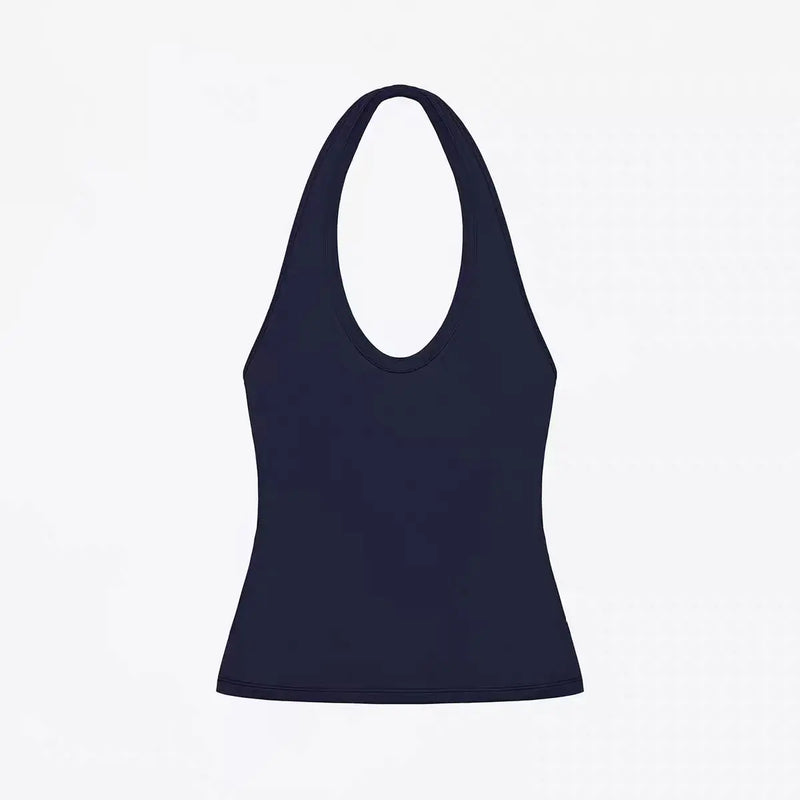 ANK Air Summer Top with Solid Color, Black and White Powder, Wide Shoulder Strap, I-Shaped Tank Top, Women's Sports, Daily Wear