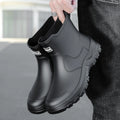 New anti slip and waterproof rain shoes for men, fashionable short tube autumn and winter cotton rain boots, work boots, rubber