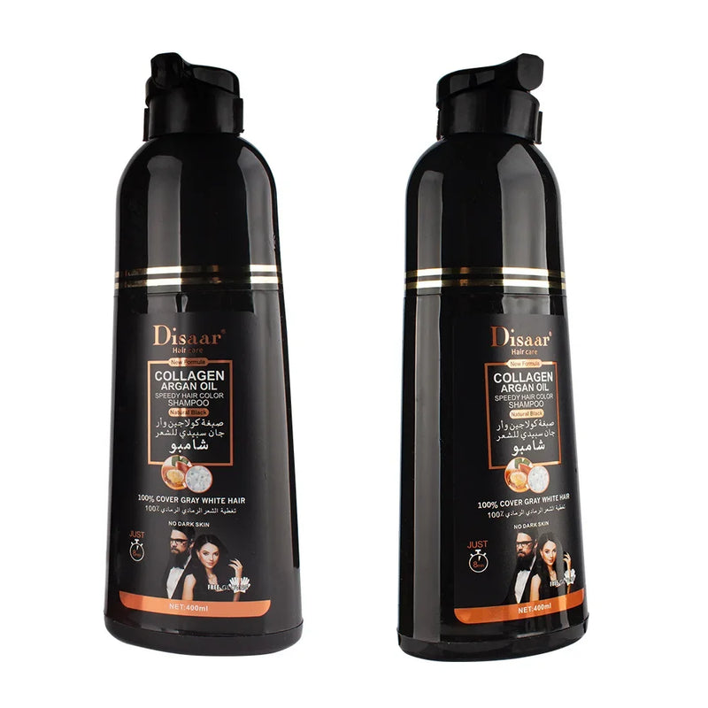 DISAAR 400ML Cover Grey Hair Morocco Argan Oil Care Fast Magic Black Hair Shampoo Dye Repair Damaged Improve Split Hair Rough