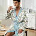 Men's lightweight quick-drying pajama bathrobe - 3D digital printing, non-fading design, stand-up collar and adjustable waistban
