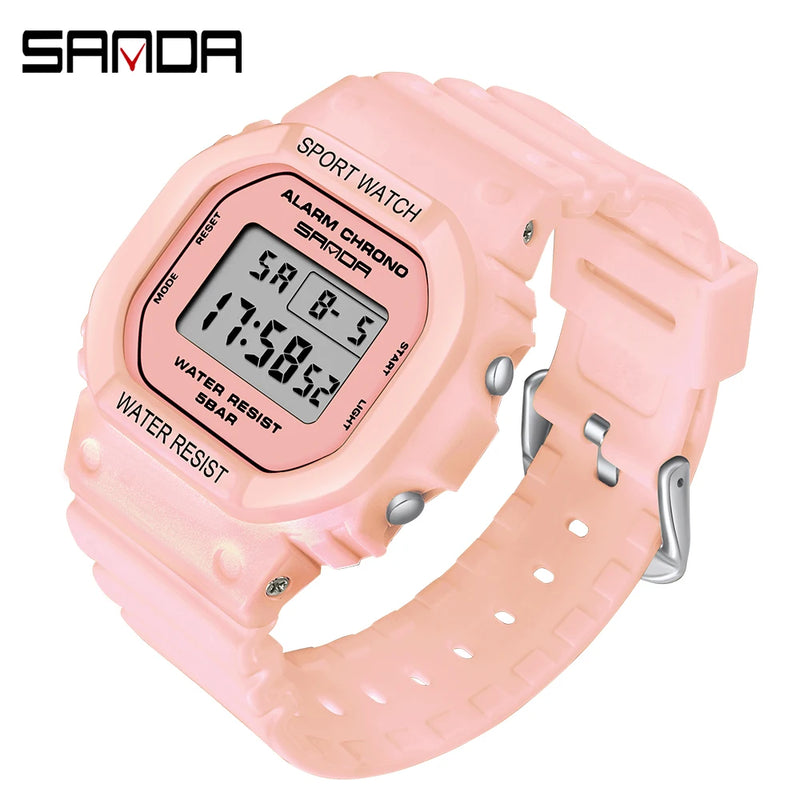 SANDA New Style Fashion Boys Girls Watches Waterproof LED Digital Watch Clock Lady G Style Sport Student Watch Relogio Feminino