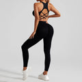 Women's Seamless Workout Set High Waisted Yoga Pants & Sports Bra with Removable Pads Booty Lifting for Running Training