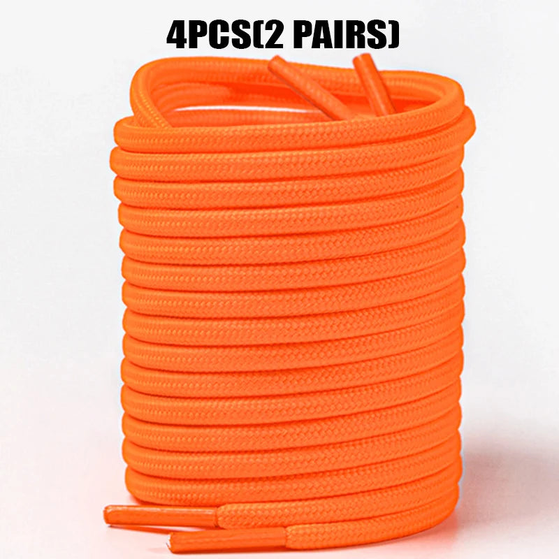 4 Pcs(2 Pairs) Round Shoelaces 4mm for Sneakers Boots, Durable Anti-Slip Sports Laces, 80-160cm Solid Colors Replacement