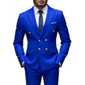 Fashion New Men's Leisure Boutique Business Banquet Solid Color Wedding Double Breasted Slim Fit Suit Blazers Jacket Pants