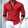Men's shirt button-up no-iron color block casual everyday | SAMAG