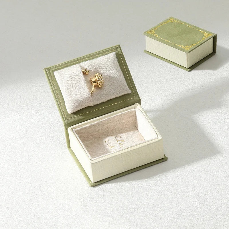 Flip Cover Book Shaped Jewelry Display Box Simple Earrings Ring Necklace Pendant Storage Box Portable Travel Jewelry Holder