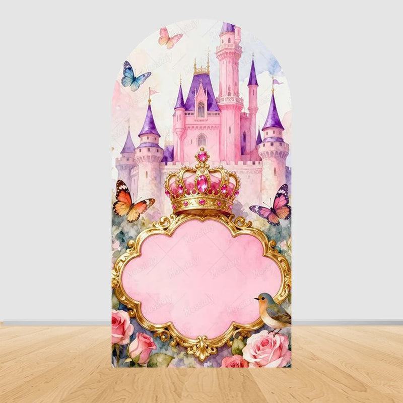 Fairy Tale Castle Butterfly Floral Arch Backdrop Cover Princess Girl Birthday Baby Shower Party Decor Photography Backgrounds