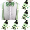Novalty Sage Green Suspender Bowtie Set For Men Women Kids Romatic Wedding Party Elastic Y-back Straps Pants Shirt Accessory