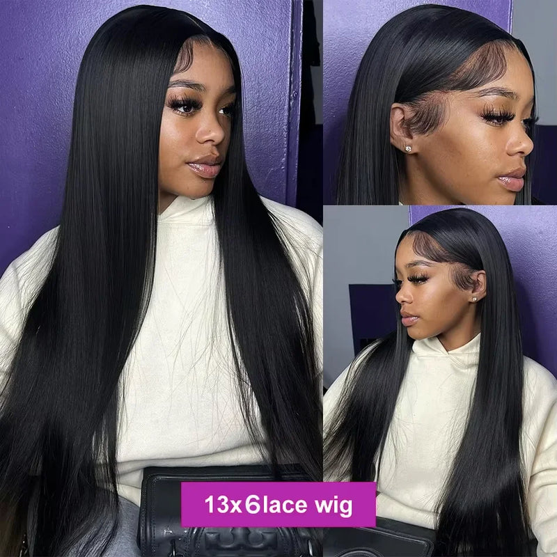 300% Density Straight Human Hair Wigs 30 36 Inch 13x6 Lace Frontal Wigs Brazilian 100% Human Hair 5x5 Glueless WIgs For Women