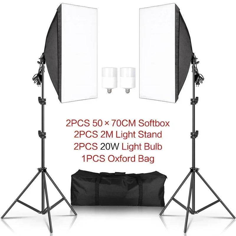 Softbox Lighting Kit Photography Studio Boom Arm for Video & YouTube Continuous Lighting Professional Lighting Set Photo Studio