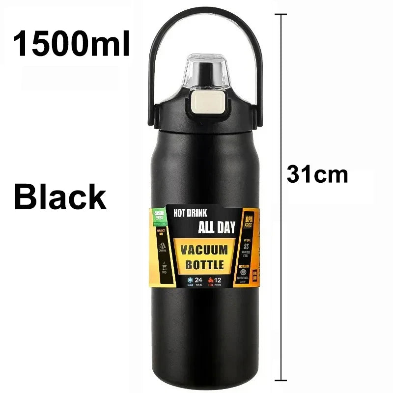 Outdoor Portable Thermos with Straw 304 Stainless Steel Thermal Mug Tumbler Cup Sports Vacuum Flasks Cold and Hot Water Bottle