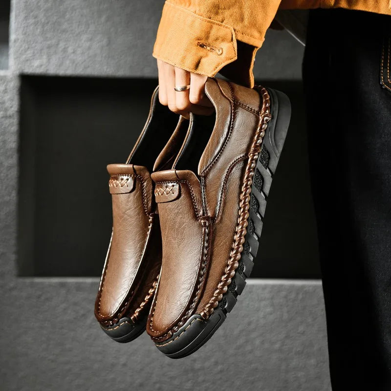 DIMANYU Men Loafers Slip‑on Casual Shoes Non‑Slip Genuine Leather  Walking Loafers Male Daily Outdoo Leather Footwear