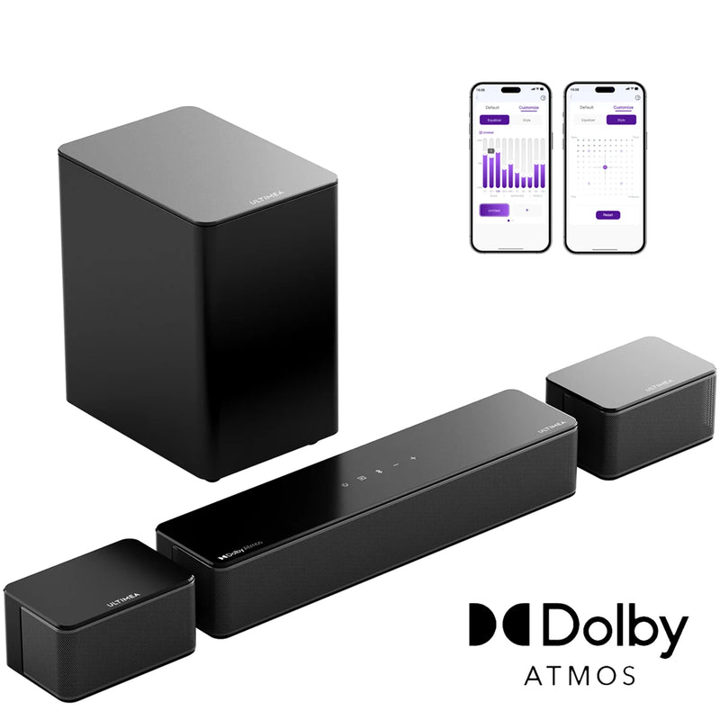 ULTIMEA Poseidon M4T Soundbar 5.1 Channel Home Theater with Dolby Atmos, Wireless Subwoofer, Rear Surround Speakers, APP Control