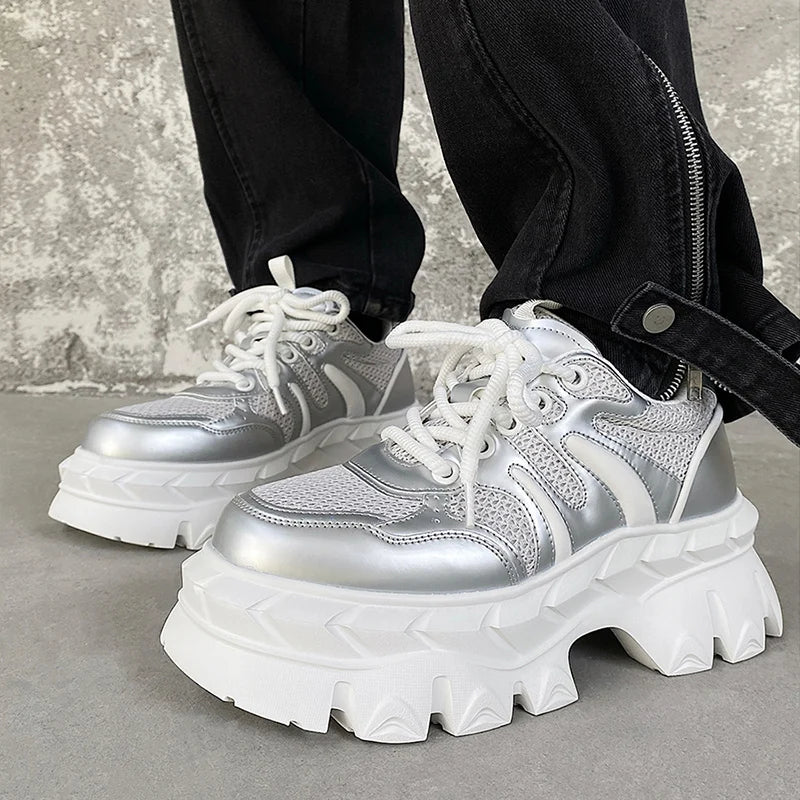 Height increasing 7CM men's shoes IG dad shoes sporty and versatile  summer breathable mesh thick sole derby shoes