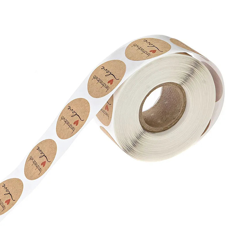 50-500pcs Kraft Paper Homemade With Love Stickers Scrapbooking For Envelope And Package Seal Labels Sticker Stationery Handmade