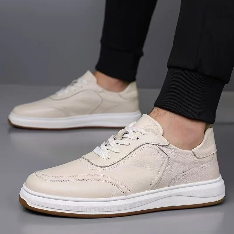 2026 New Men's Leather Shoes Casual Spring Autumn Fashionable Genuine Cowhide Slip-On Breathable Comfortable Anti-Slip Shoes