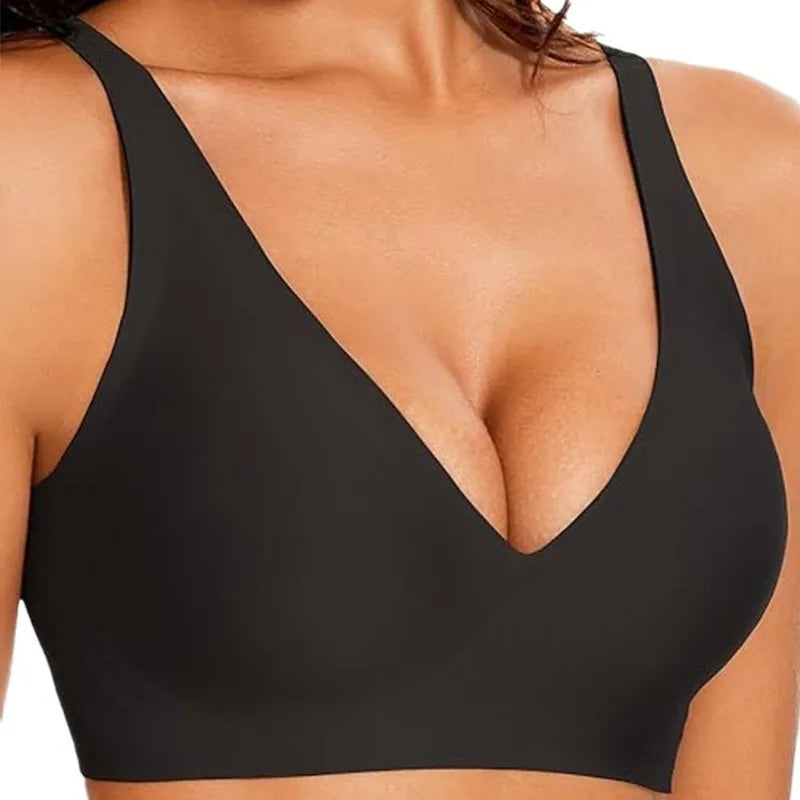 Women Solid Bras Underwear Seamless Wire-Free Full-Cup Bra with Comfortable Gathering Traceless Breathable Female Lingerie