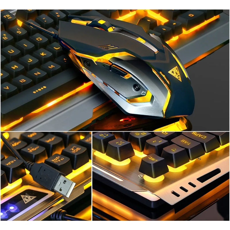 V1 USB Wired Mechanical Gaming Keyboard and Mouse Combo Ergonomic Keyboards Plating Mouse for PC Laptop Computer Gaming