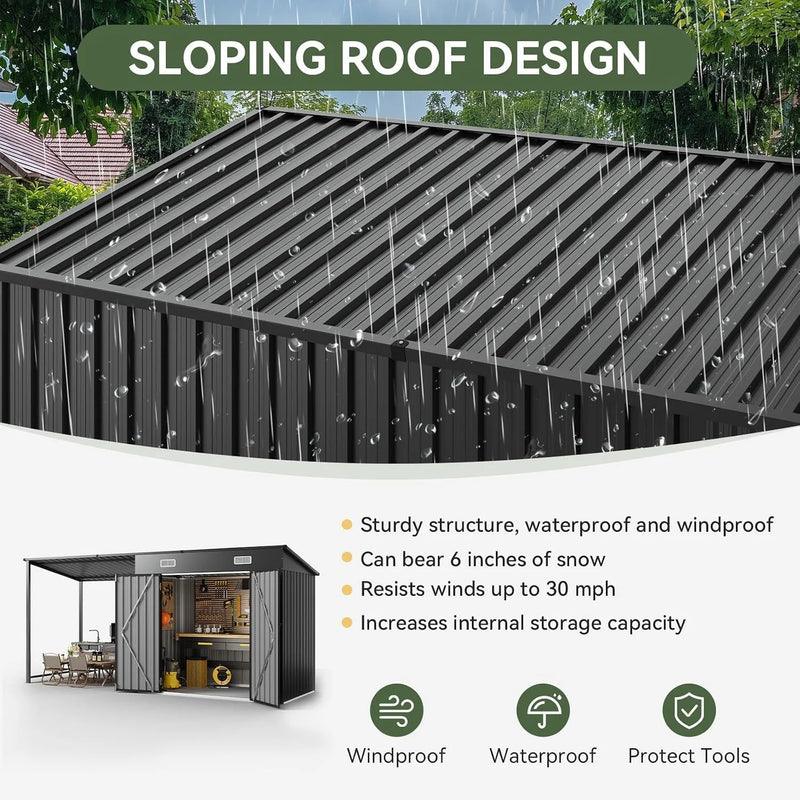 5.6x3.5 FT Outdoor Storage Shed & Hardtop Gazebo Combo | SAMAG