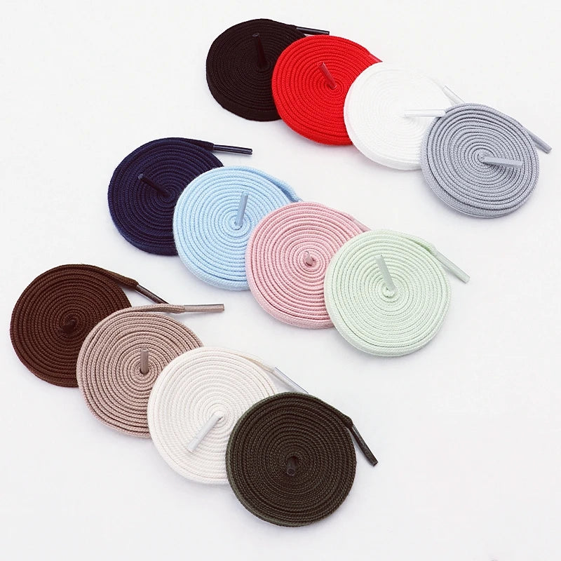 Classic Solid-Color Flat Laces Premium Cotton Casual Shoelaces Sneaker Shoelace Shoe accessories 1Pair