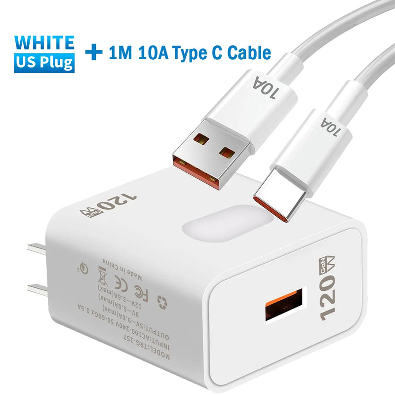 120W GaN Charger Quick Charge3.0 Fast Charging Wall Power Adapter for Samsung iPad Xiaomi iPhone Cell Phone Chargers EU/US Plug