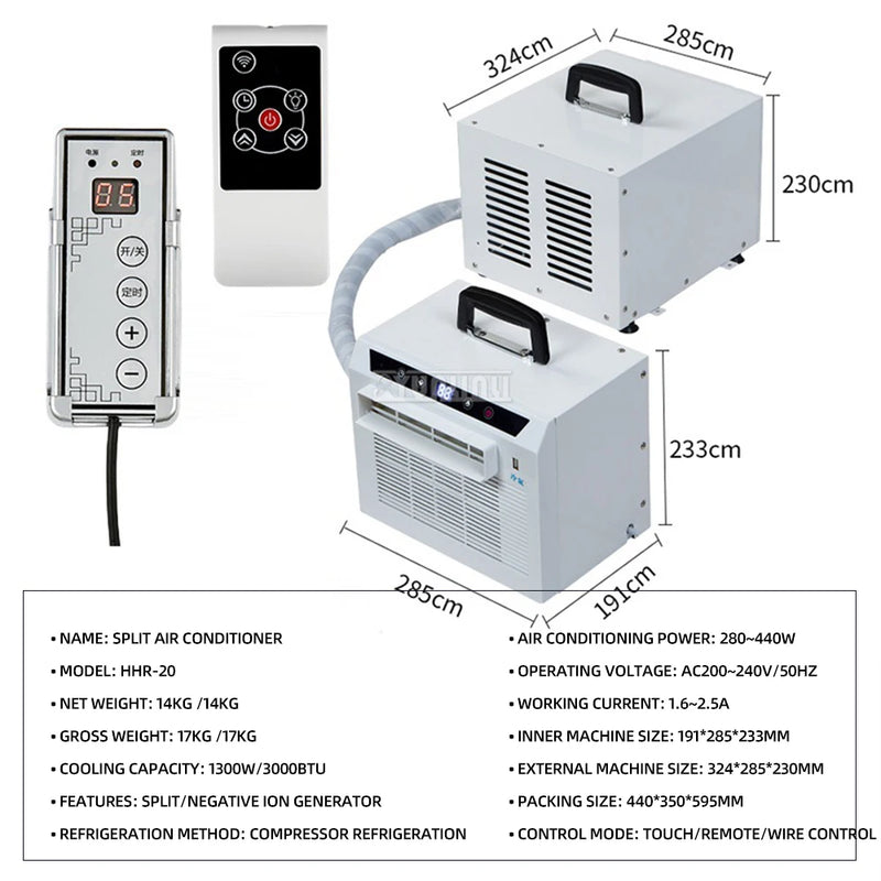 3000BTU Split Mobile Air Conditioner Remote Control Portable Small Air Conditioning Machine Climatiseur Maison