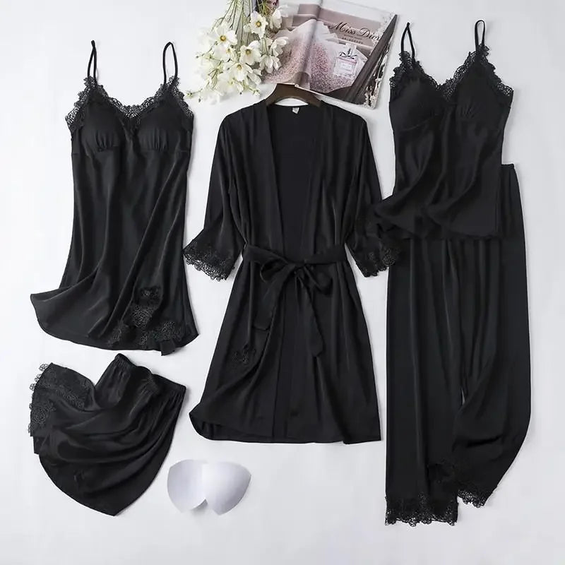 White Silk Pajamas Set Women Bride Wedding Robe Nightgown | SAMAG
