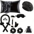4/12Pcs Styling Kit Heatless Silk Curler with Sleeping Mask Shower Cap for Women and Girls Beauty Kit Travel Hair Styling Tools