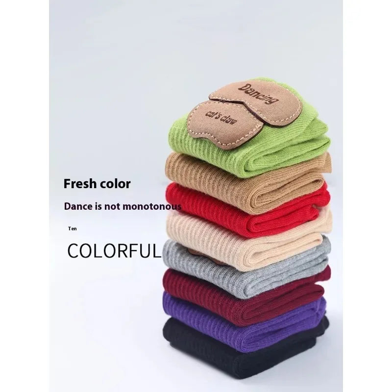 Cat Paw Dance Socks Cotton Non Slip Leather Sole Soft Elastic Ballet Chinese Dance Training Anti Skid Breathable Practice Modern