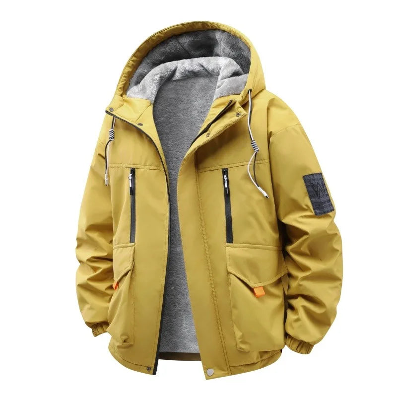 Winter Hooded Parka Coat Men Fleece Lined Windproof Quilted Coats Man Outwear Clothing Thick Warm Padded Jackets Couple Parkas