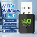 600Mbps WiFi 6 USB Wireless Network Card 2.4G/5GHz Adapter Driver - Free Bluetooth 5.4 for PC Laptops | SAMAG
