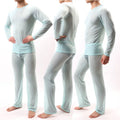 Sexy Transparent Thin Men's Pajamas Night Wear Suit Long Sleeve Shirt Pants Set