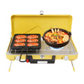 Portable Outdoor Gas Stove,Camping Stove 2 Burners 3500W with Windshield for Picnic,Camping,Family Dinner Yellow