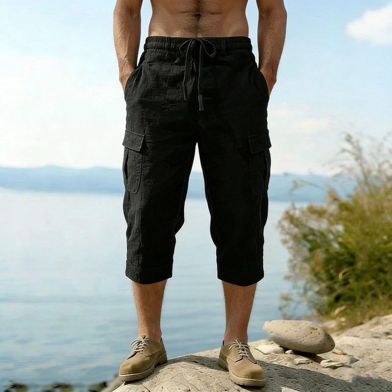 Men Summer Cotton Linen Shorts Retro Multi Pocket Loose | SAMAG
