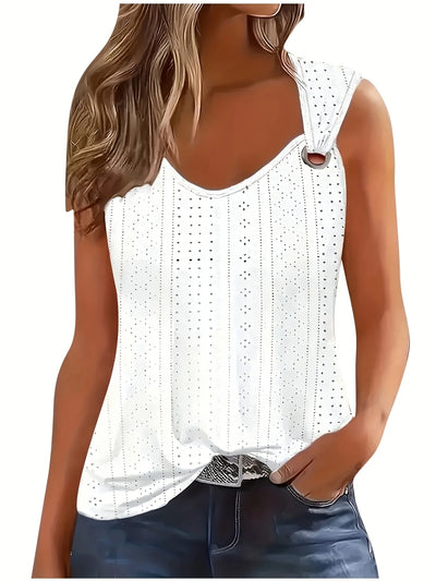 Women's Eyelet Embroidery Tank Top Symmetrical Straps | SAMAG