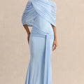 Elegant Mermaid Evening Dress Draped Detachable Cape | SAMAG