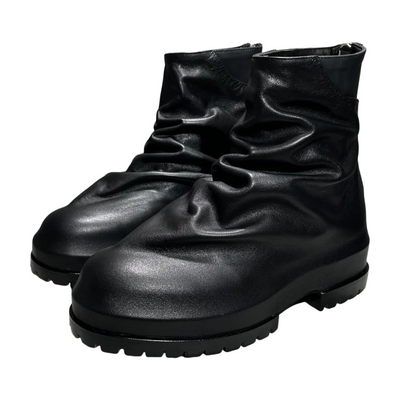Men's High Top Shoes Platform Zip Leather Luxury Sneakers | SAMAG