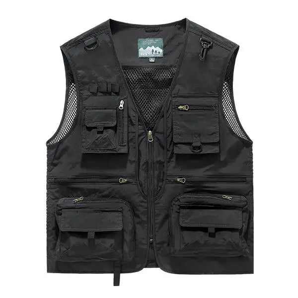 Men's Vest Summer Casual Photography Fishing Multi-Pocket Vest Outdoor Leisure Mountain Climbing Sleeveless V-Neck Custom Logo