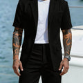 Men's Light Business Short Sleeved Suit Summer British Style Solid Male Outfit Slim Breathable Business Wedding Man 2-piece Suit