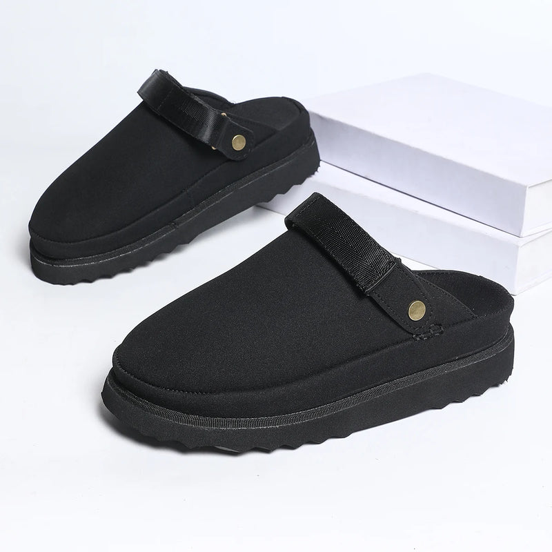 Women Clogs Slip on Mules Suede Platform Ladies Slippers Non Slip Outdoor House Shoes Warm Winter Footwear Ladies Slippers