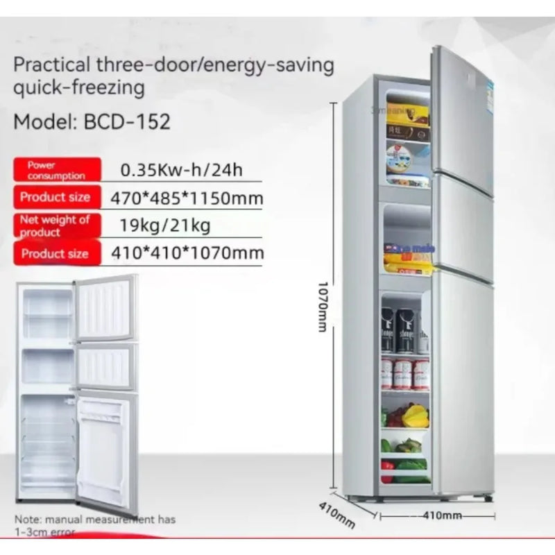 Modern 41*41*107cm Style Three Doors Bottom-Freezer Refrigerator Hot Sale Large Volume Household Unit Electric Frost-Free