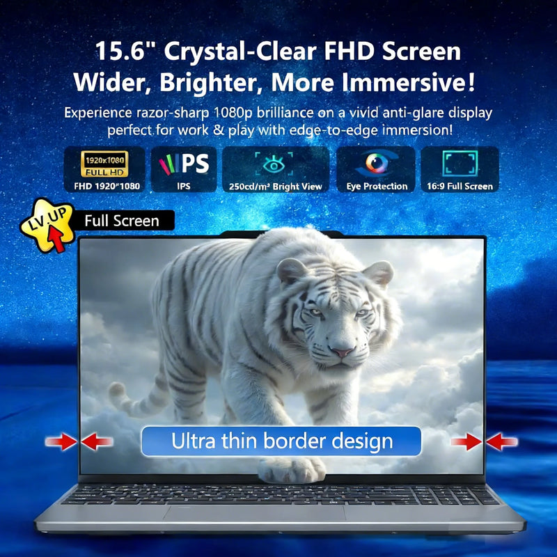 Portable Windows 11 Pro 15.6' Laptops Intel Core I9-9900 16GB RAM 1TB SSD Office Gamer Study Notebook Computer PC