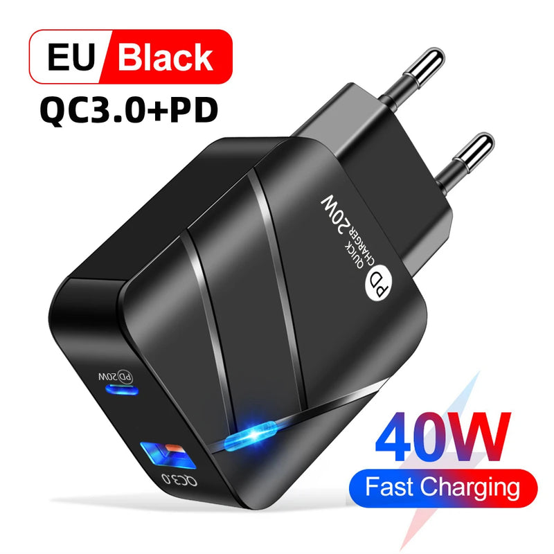 USB Charger PD Charger For iPhone 15 14 13 12 11 Xs Max Fast Charger PD3.0 QC3.0 Phone Charger Type C Tablets Charger