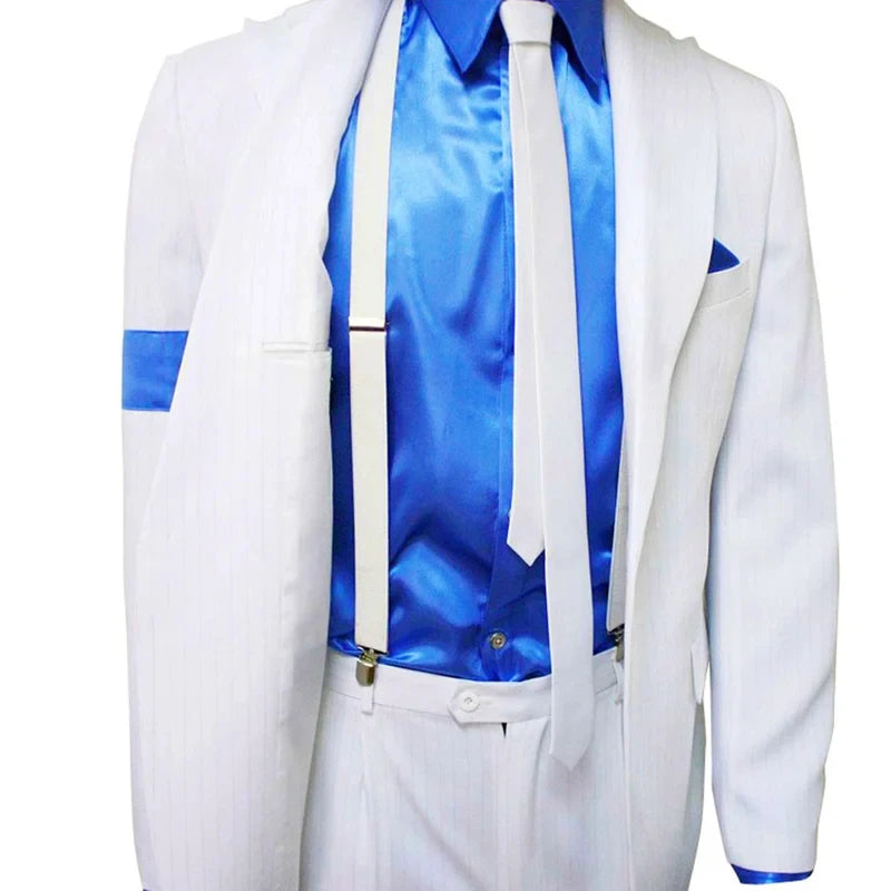 White Stripe Michael Jackson Blazer Outfit Smooth Criminal For Adults Jackson'S Party Show Impersonator C5Q94D