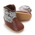 0-18M New Western Cowboy Rubber sole Non-SlipBoots Fashionable and Casual Infant/Toddler Mid length Boots Embroidered Baby Boots