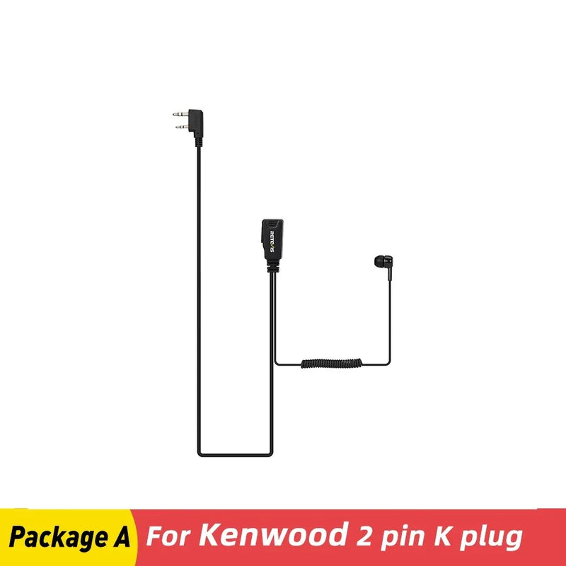 RETEVIS EEK022 In-Ear Bud Earpiece-Coiled Cable PTT Mic for Quansheng UVK5 Baofeng UV5R Walkie Talkie Accessory for Motorola